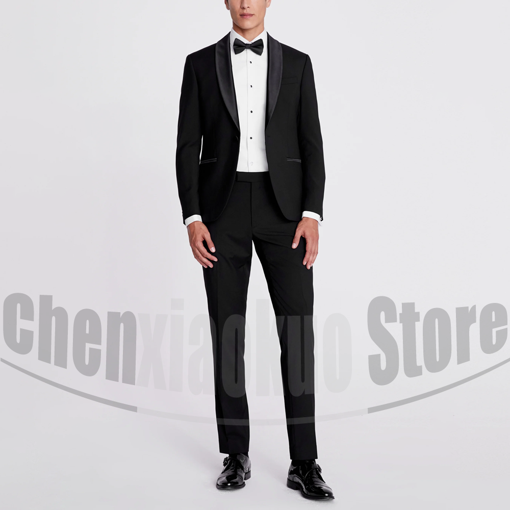 Men Formal Wear 2025 - Setelan Pria Hitam 2 Potong Mode