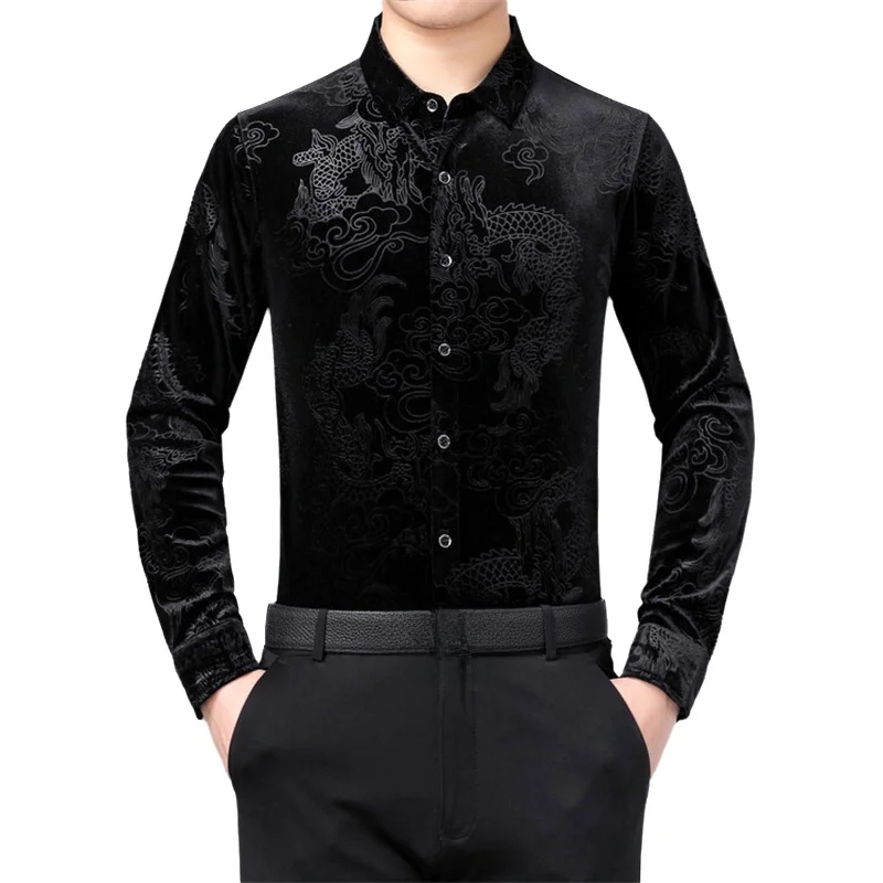 Men'S Style Formal Wear - Kemeja Pria Lengan Panjang Motif Naga