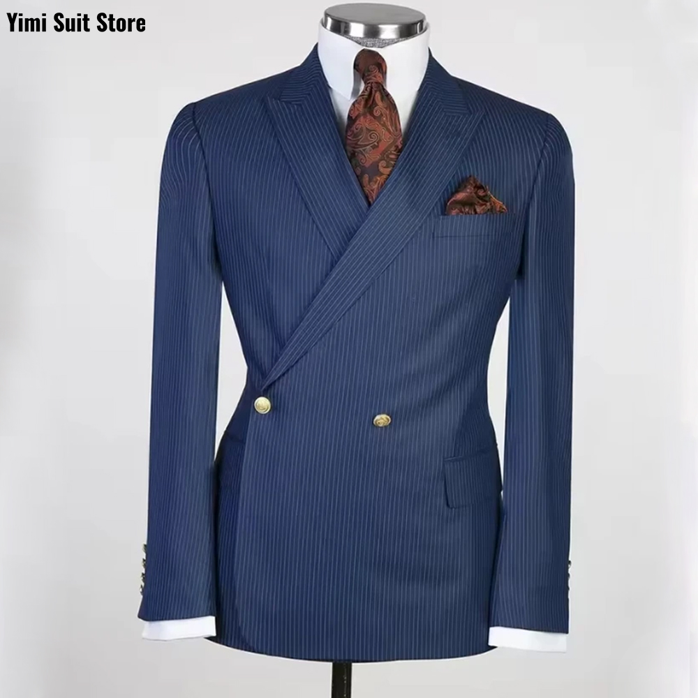 Men Formal Wear Modern - Jas Pria Garis-Garis 2 Potong Blazer