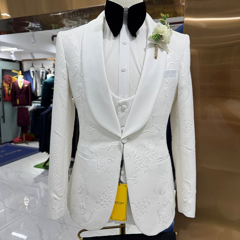 Men Formal Wear Jacket - Setelan Jas Pria Putih 3 Potong