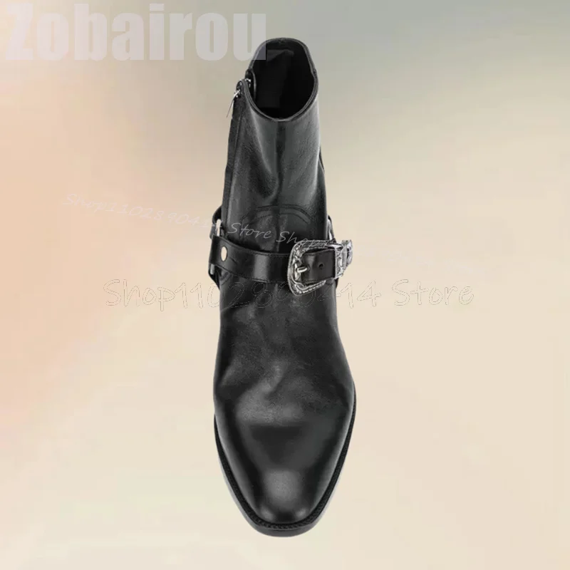 Men Formal Wear Shoes - Sepatu Bot Pria Hitam Hiasan Gesper,