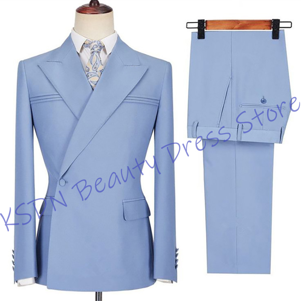 Men'S Formal Evening Wear - Setelan Jas Pria Biru Langit Elegan