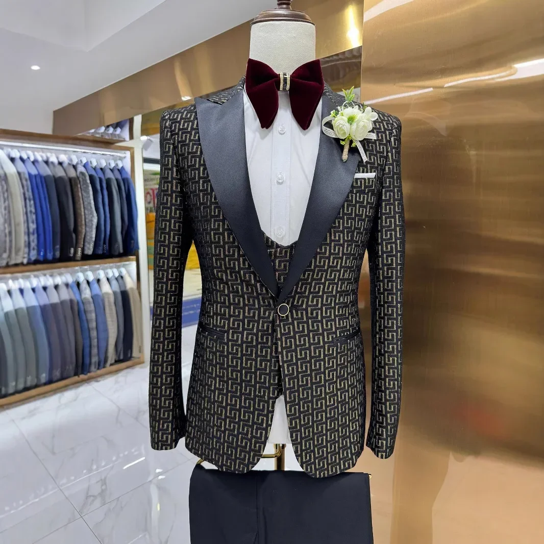 Men Formal Wear 2025 - Setelan Prom Kotak-kotak untuk Pria Slim