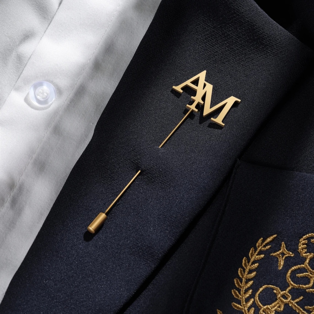 Tuxedo Lapel Pin - Bros Inisial Kustom Pria Perhiasan Baja