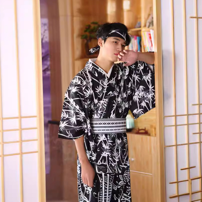 Traditional Japanese Men'S Formal Wear - Kimono Pria Motif Bambu Jepang –