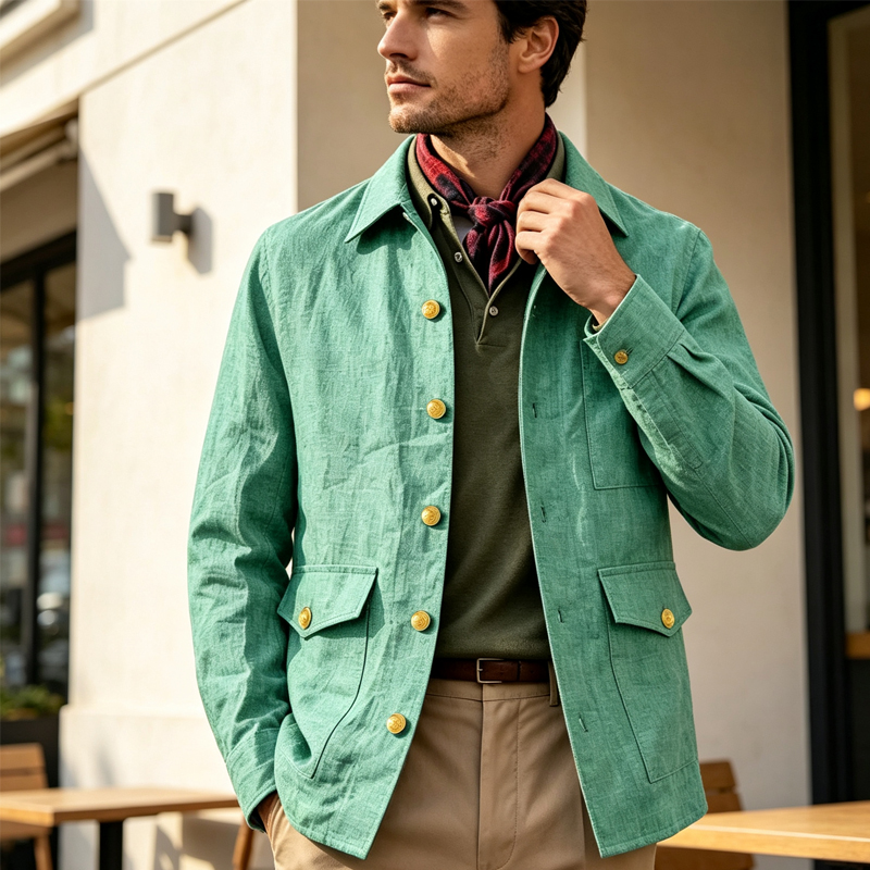 Men'S Style Formal Wear - Jaket Linen Pria Vintage Kerah Lapel