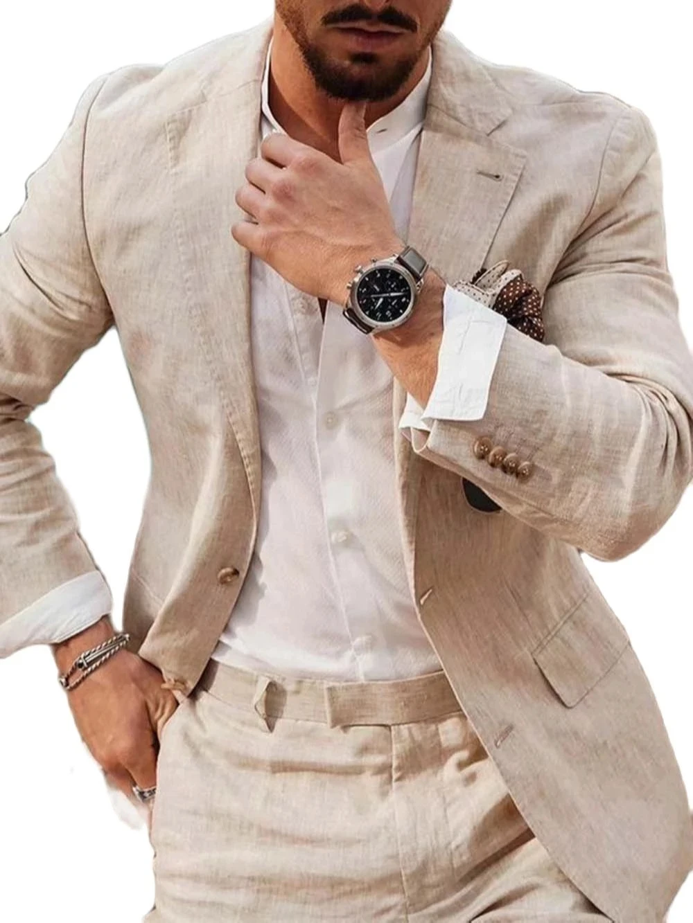 Setelan Linen Bisnis Pantai Mu - Men Formal Wear Jacket ulasan dan harga