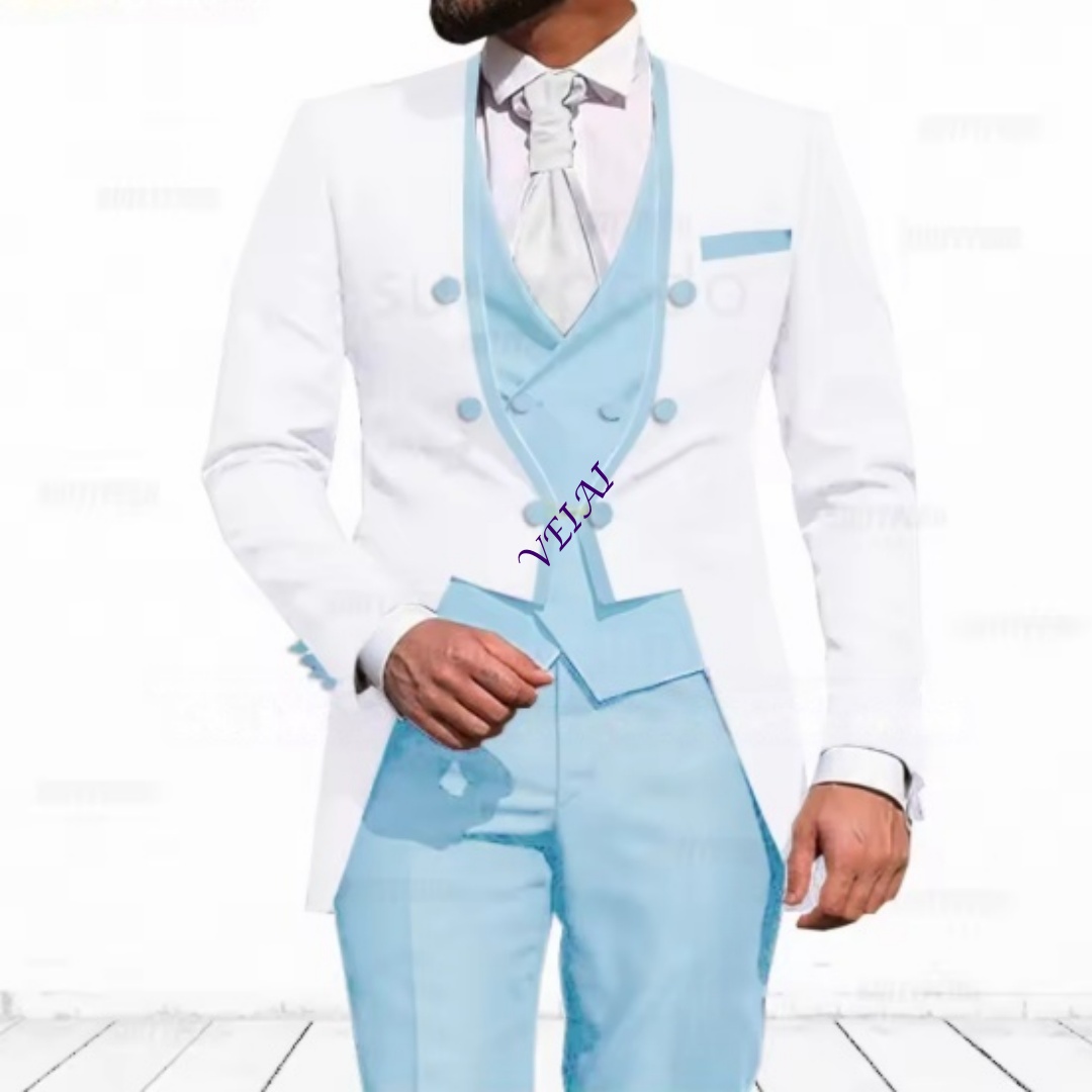 Setelan Jas 3-Potong Biru Lang - Men'S Formal Evening Wear ulasan dan harga