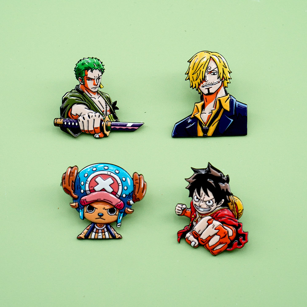 4Pcs Set Bros Kartun ONE PIECE - Tuxedo Lapel Pin ulasan dan harga