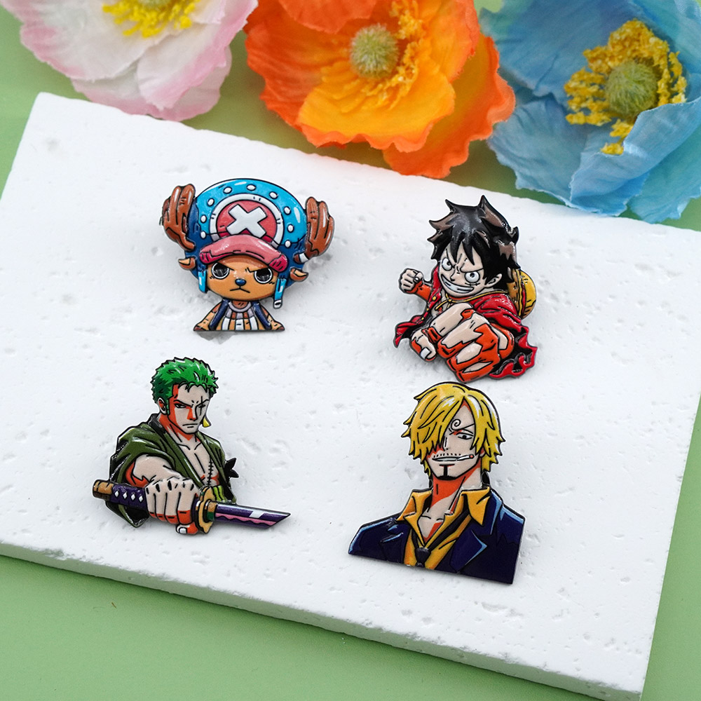 4Pcs Set Bros Kartun ONE PIECE - Tuxedo Lapel Pin ulasan dan harga