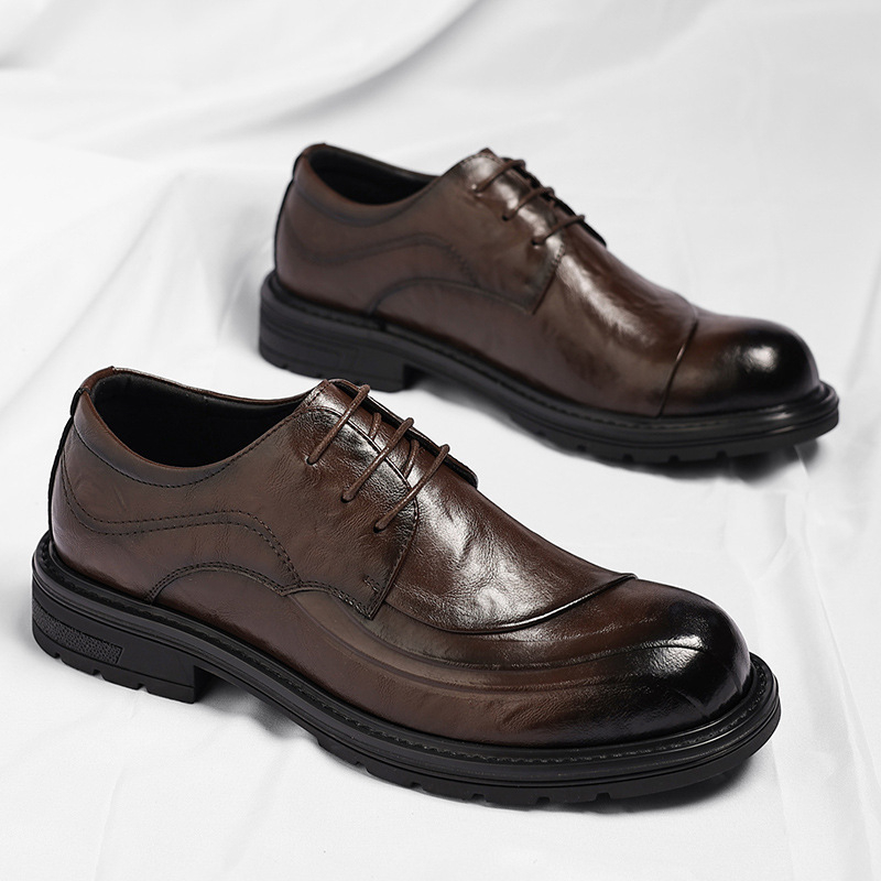 Sepatu Kulit Asli Coklat Mengk - Men Formal Wear Office ulasan dan harga