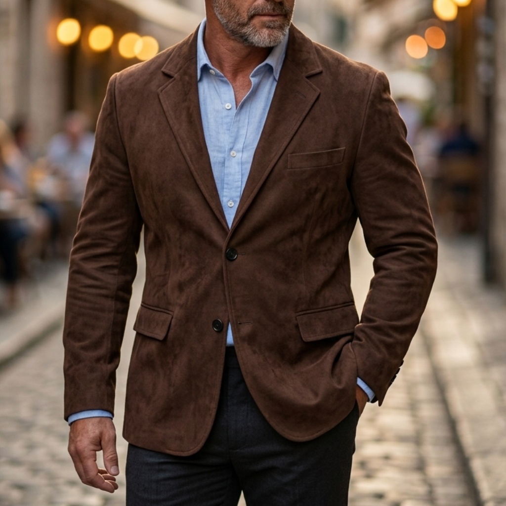 Jaket Blazer Suede Kasual Vint - Men Formal Wear Office ulasan dan harga