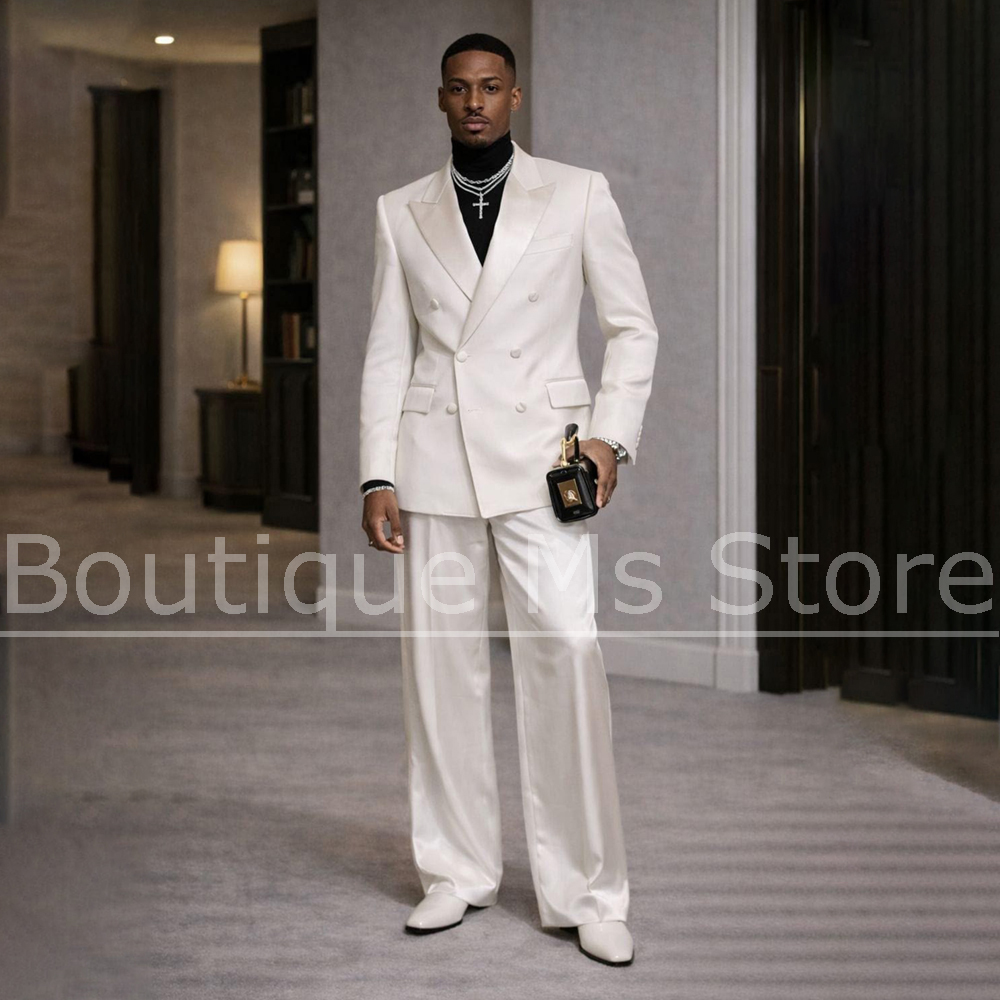 Jas Satin Putih Pria 2 Potong  - Men Formal Wear Modern ulasan dan harga