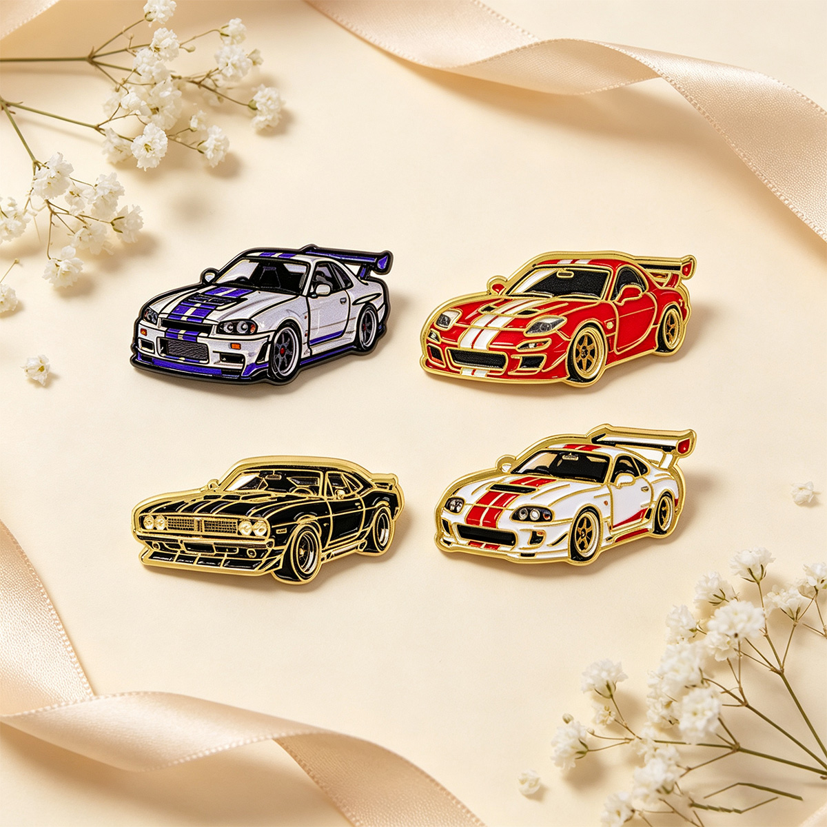 4 Buah/Set Bros Mobil Balap un - Tuxedo Lapel Pin ulasan dan harga