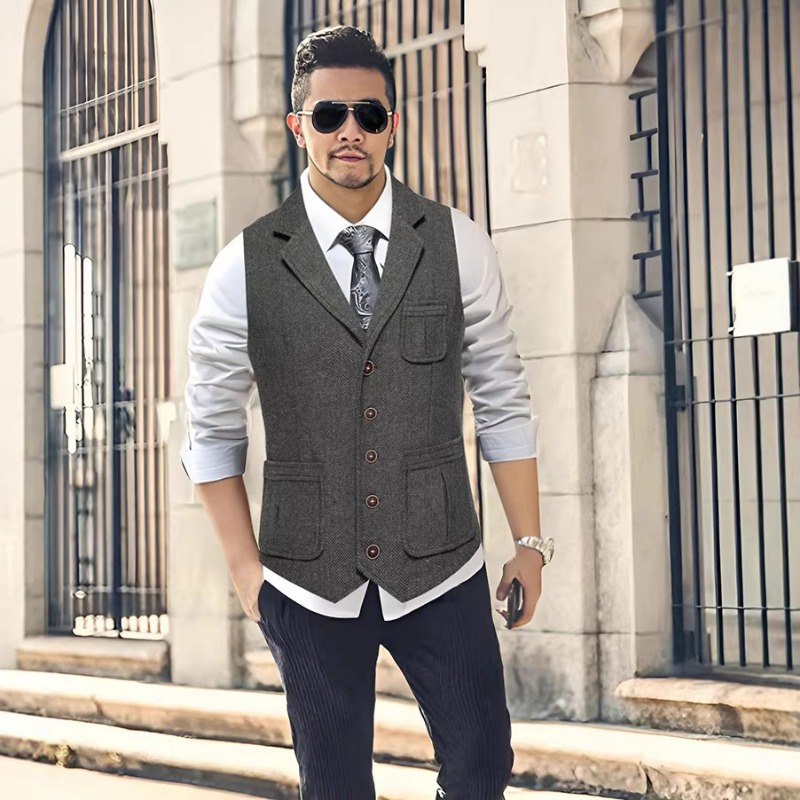 Rompi Jas Pria Herringbone Twe - Men'S Formal Wear No Suit ulasan dan harga