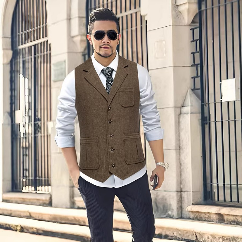 Rompi Jas Pria Herringbone Twe - Men'S Formal Wear No Suit ulasan dan harga