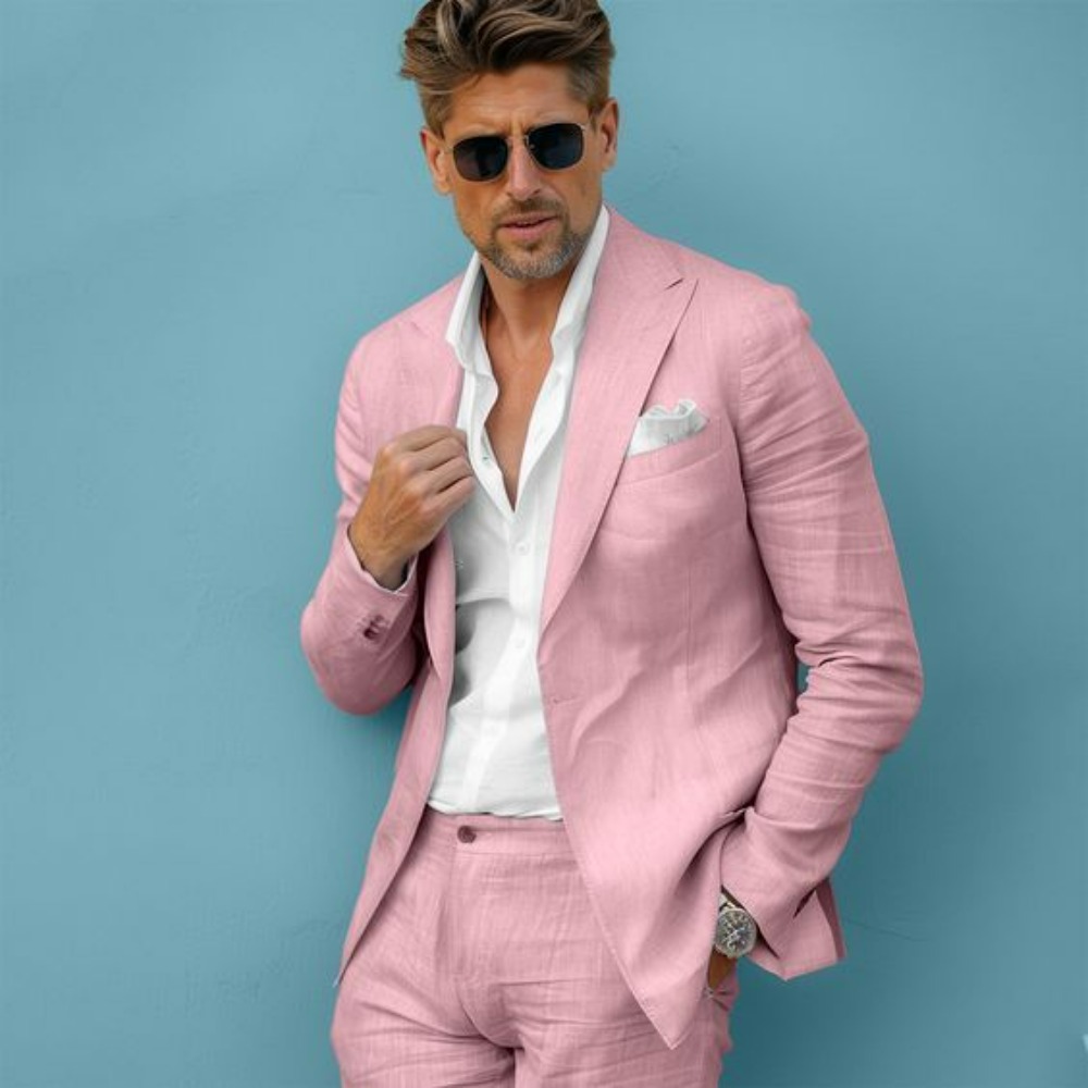 Setelan Jas Pria Linen Slim Fi - Men'S Formal Wear No Suit ulasan dan harga