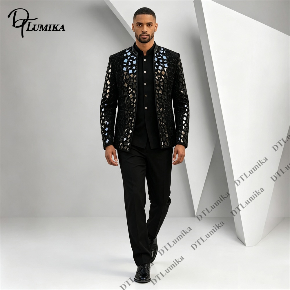 Setelan Jas Pria Kerah Mandari - Men Formal Wear Office ulasan dan harga