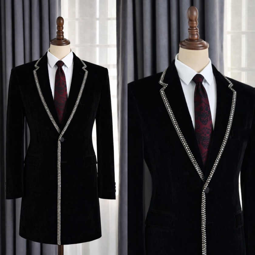 Jas Panjang Pria Berhias Batu  - Men'S Formal Evening Wear ulasan dan harga