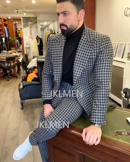 Setelan Pria Houndstooth 2 pot - Men Formal Wear Jacket ulasan dan harga