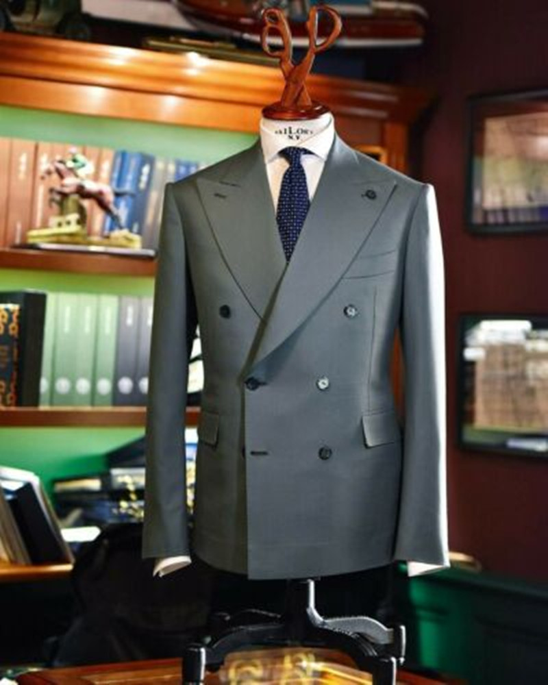 Abu-abu Jas Pria Slim Fit Doub - Men Formal Wear Jacket ulasan dan harga