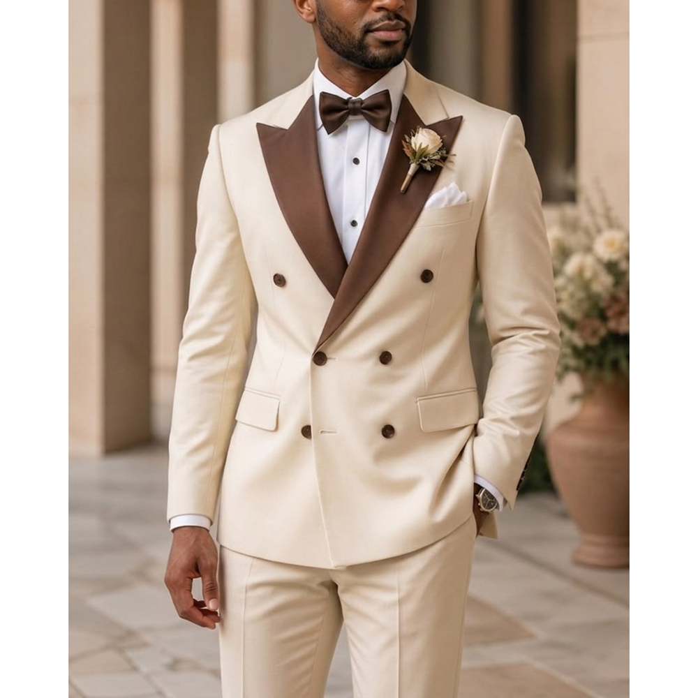 Setelan Tuxedo Pria Double Bre - Men Formal Wear Modern ulasan dan harga