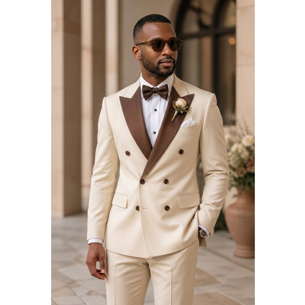 Setelan Tuxedo Pria Double Bre - Men Formal Wear Modern ulasan dan harga